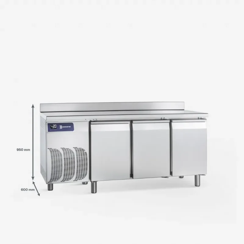 Table réfrigérée négative 3 portes avec plan de travail et dosseret gamme exclusive -15/-22°c - 424l Expédition Rapide