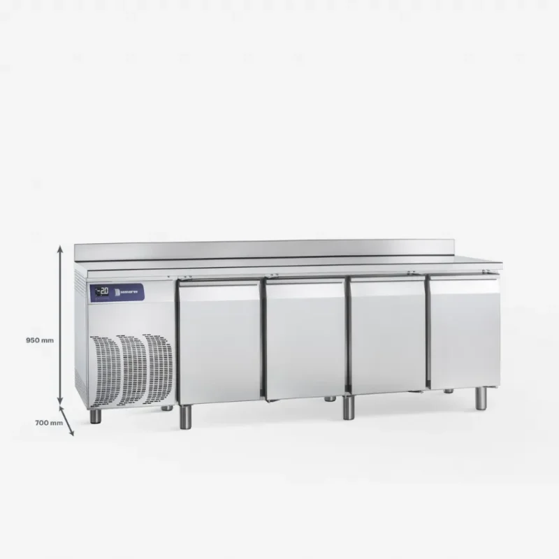 Table réfrigérée positive 4 portes avec plan de travail et dosseret gamme exclusive -2/+8°c - 568 l Usine Directe