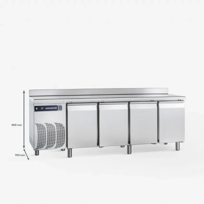 Marque Table réfrigérée positive 4 portes avec plan de travail et dosseret gamme gastronorm 0/+8°c - 568 l