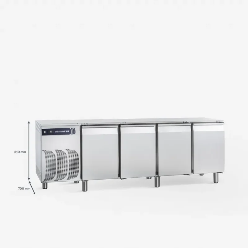 Quantité Limitée Table réfrigérée négative 4 portes sans plan de travail gamme gastronorm -15/-22°c - 568 l