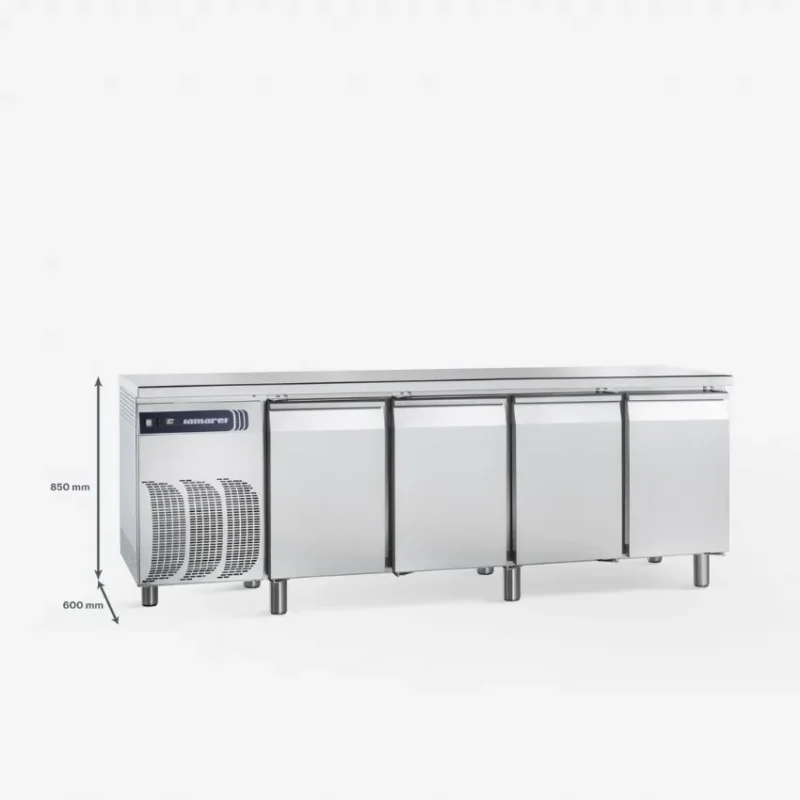 Table réfrigérée positive 4 portes avec plan de travail gamme snack 0/+8°c - 473 l Réduction