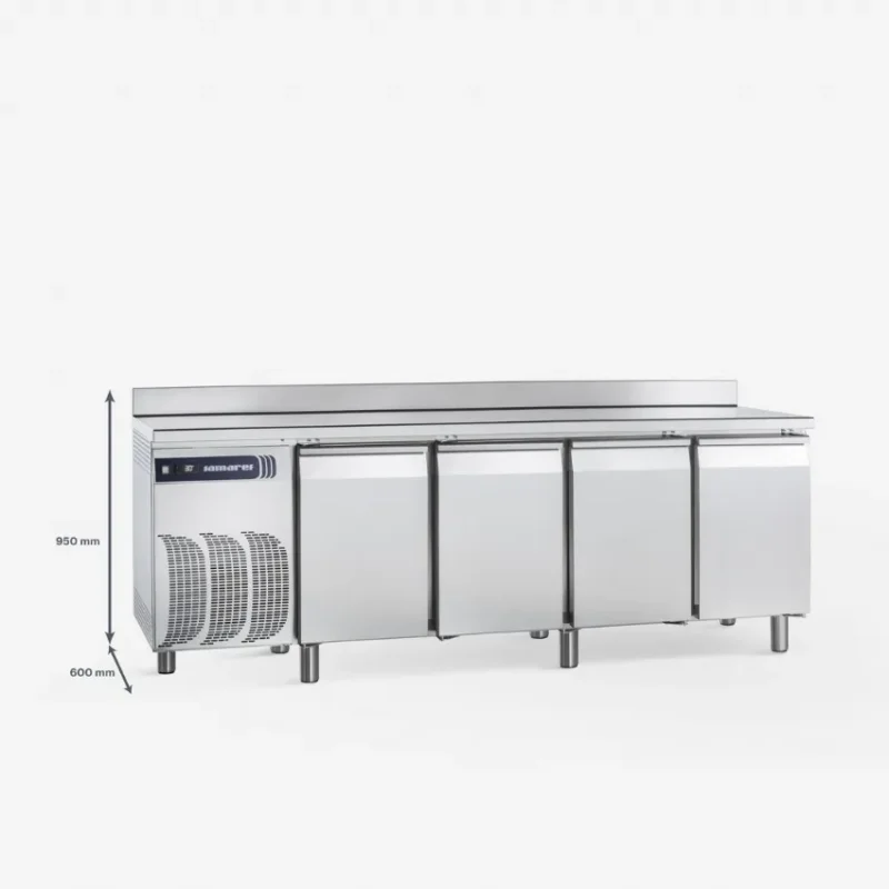 Vente Flash Table réfrigérée positive 4 portes avec plan de travail et dosseret gamme snack 0/+8°c - 473 l