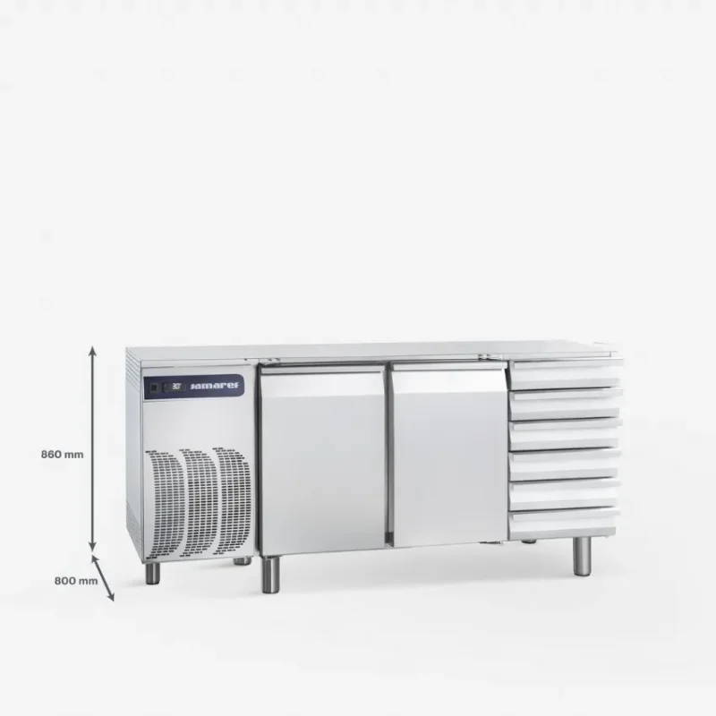 Satisfait Ou Remboursé Meuble à pizza réfrigérée sans plan de travail 2 portes pleines + tiroirs 0/+8°c - 400 l