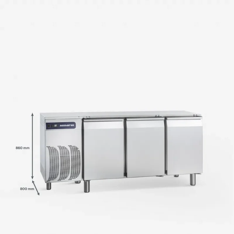 Meuble à pizza réfrigérée sans plan de travail 3 portes pleines 0/+8°c - 609 l Produit De Marque