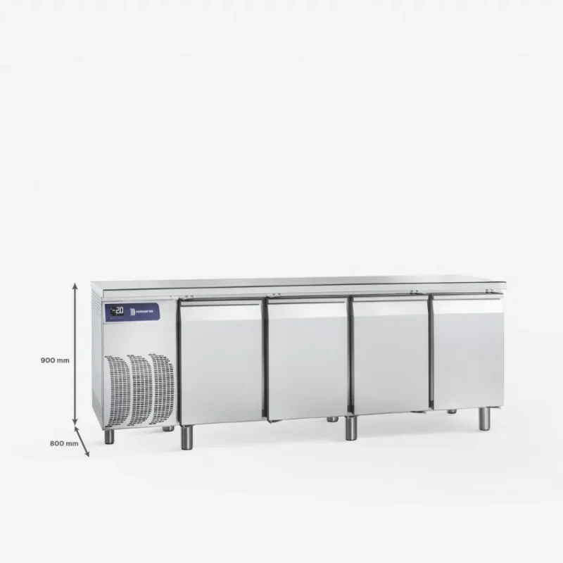 Expédition Rapide Table réfrigérée positive 4 portes avec plan de travail -2/+8°c - 818 l - 600x400