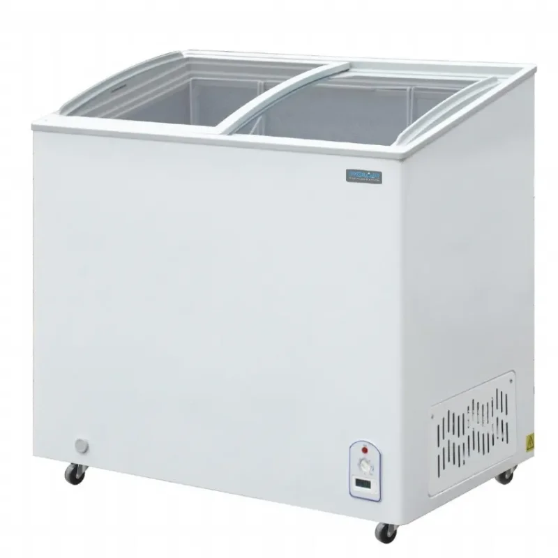 Congélateur coffre vitré blanc 200 litres avec portes coulissantes - 953x553x920mm Commander Maintenant