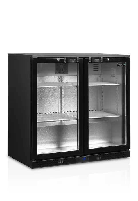 Populaire Arrière de bar 190 l noir 2 portes vitrées - 900x520x870 mm
