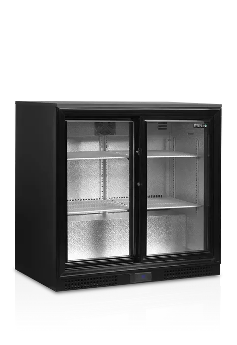Arrière bar 190 l noir 2 portes vitrées - 900x520x870 mm Affaire À Saisir