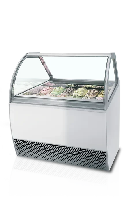 Paiement Sécurisé Vitrine congélateur de crème glacée blanc vitre bombé - 1166x1080x1356 mm - marque isa