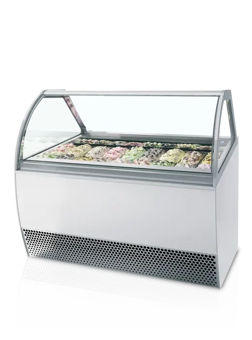 Vitrine congélateur de crème glacée blanc vitre bombé - 1661x1080x1356 mm - marque isa Jusqu’à Épuisement Des Stocks