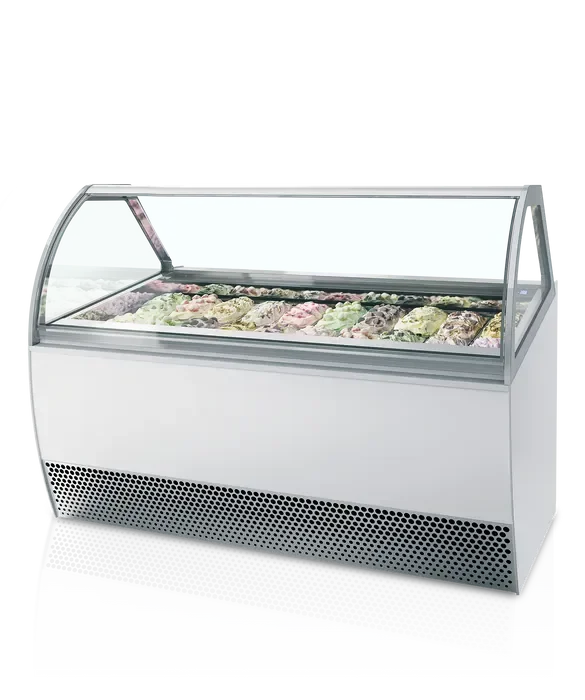 Vitrine congélateur de crème glacée blanc vitre bombé - 1826x1080x1356 mm - marque isa Remise
