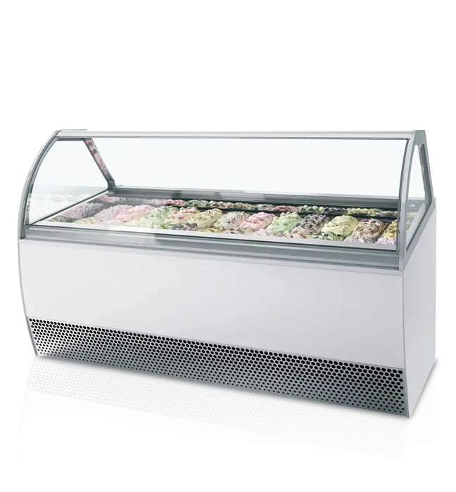 Vitrine congélateur de crème glacée blanc vitre bombé - 2156x1080x1356 mm - marque isa Vente Directe