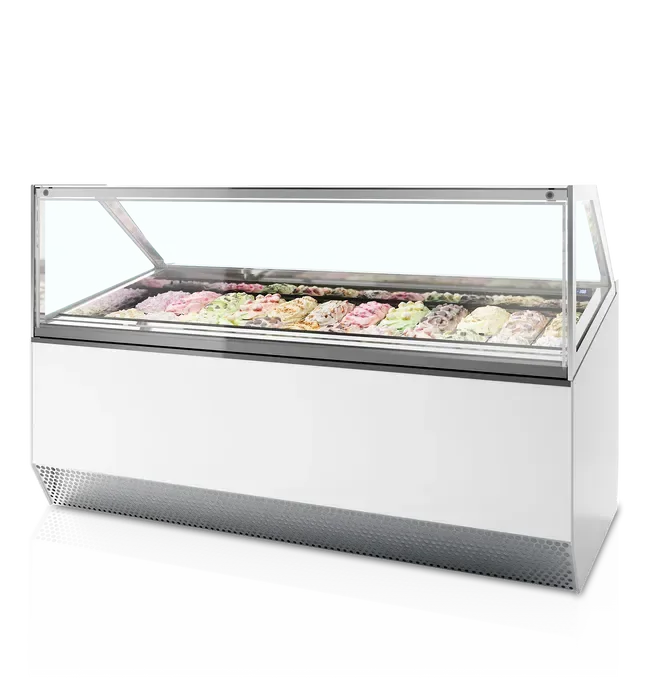 Super Prix Vitrine congélateur de crème glacée blanc vitre plate - 2156x1054x1356 mm - marque isa