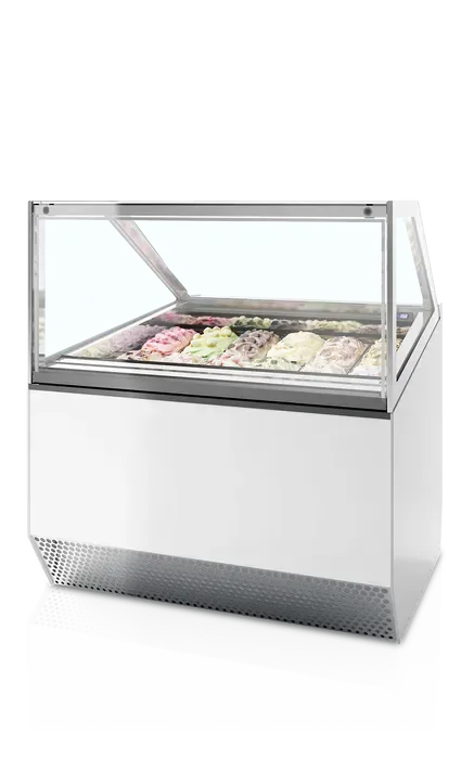 Offre Limitée Vitrine congélateur de crème glacée blanc vitre plate - 1166x1054x1356 mm - marque isa