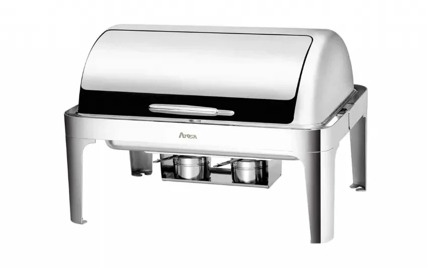 Quantité Limitée Chafing dish rectangulaire en inox gn1/1 avec couvercle rabattable - 600x340x370 mm