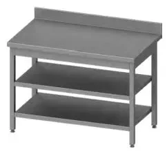 Table adossée avec 2 étagères 1600x600x850 mm à monter Nouveauté