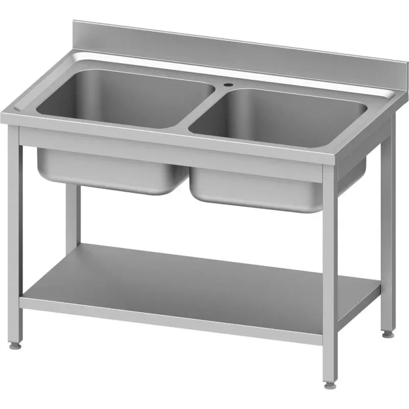 Réduction Plonge 2-bacs 1200x700x850 mm avec étagère basse à monter