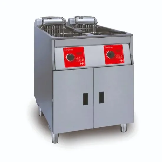 Satisfait Ou Remboursé Friteuse électrique sur coffre avec filtration d'huile à double cuve 2x14.5 l - 592x650x994 mm