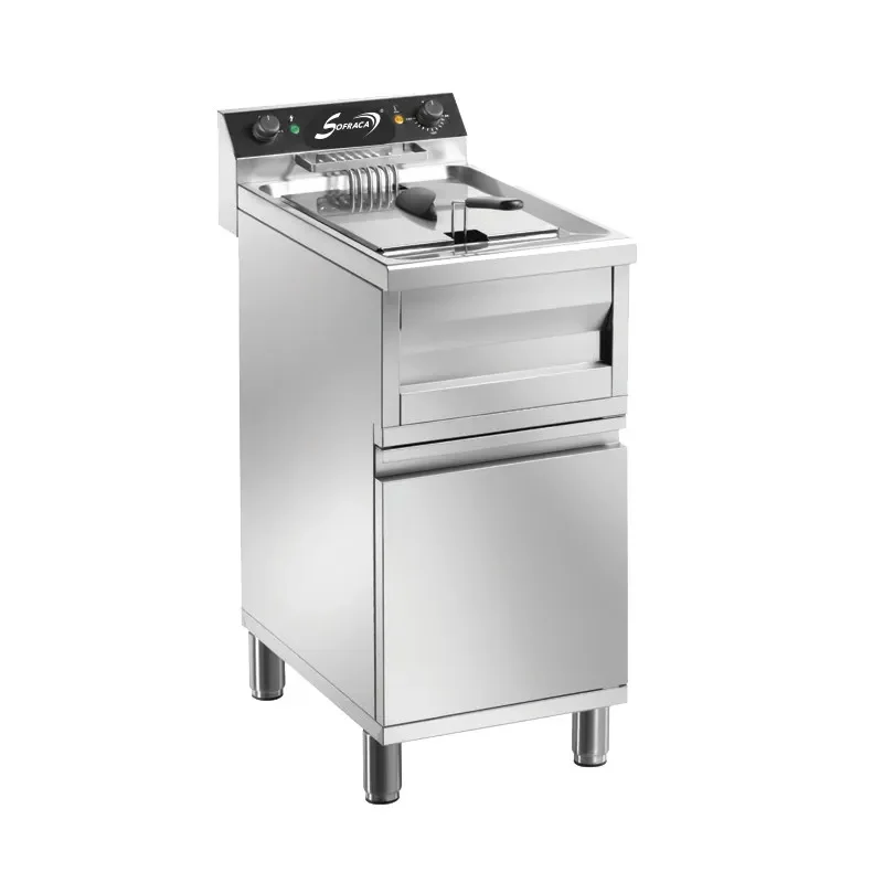 Friteuse électrique triphasé sur coffre avec robinet de vidange 12 l - 400x700x950 mm Meilleure Vente