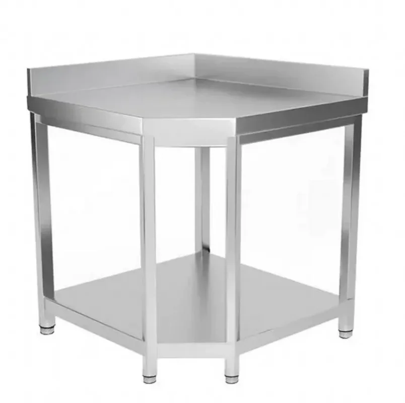 Quantité Limitée Table d'angle centrale en inox avec dosseret - 1000x1000x600x850+100 mm