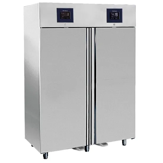 Commander Vite Réfrigérateur inox 2 portes gn2/1 bi température température -2/+8°c et volume 700+700 l