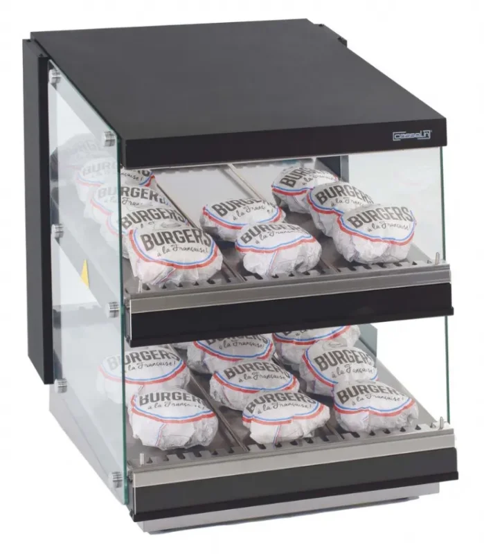 Usine Directe Bin maintient chaud passe burger 2 niveaux noir puissance 980 w
