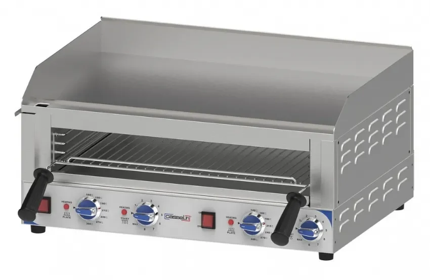 Paiement Sécurisé Plaque à snacker triphasée acier massif rainurée avec surface 700x400 mm inox