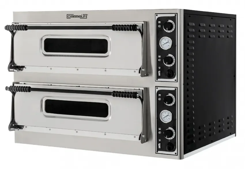 Four à pizza électrique 2 chambres vitrage droit avec 2x6 pizzas diamètre 35 cm Pas Cher