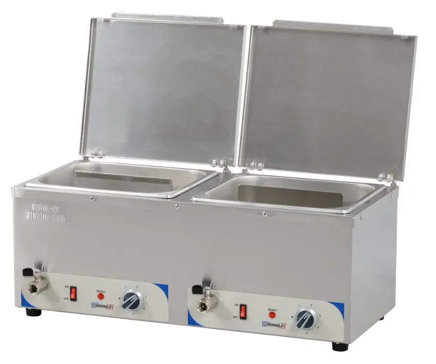 Must-Have Bain-marie à eau chauffe-saucisses électrique double avec 2xgn 1/2 température 95°c puissance 2000 w