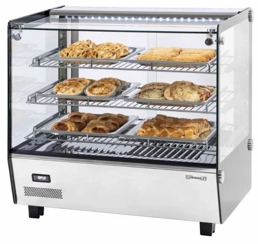 Vitrine chauffante encastrée inox 3 étagères réglables avec capacité 120 l Promotion