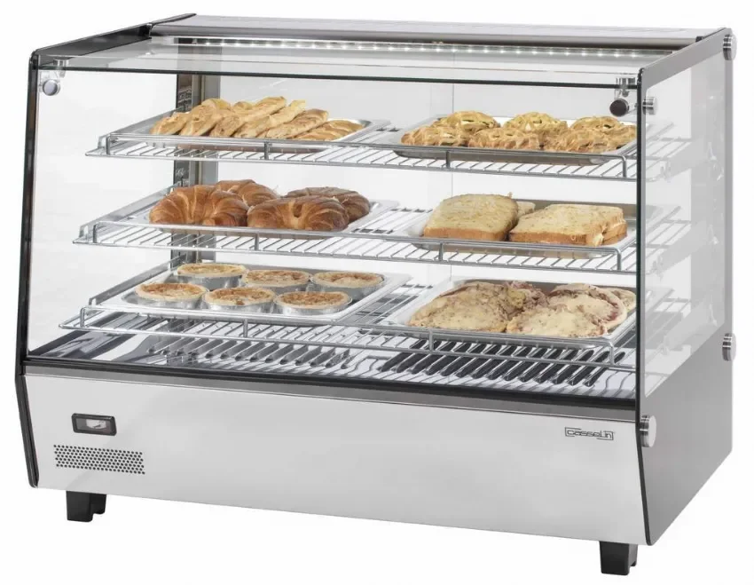Vitrine chauffante encastrée inox 3 étagères réglables avec capacité 160 l Meilleure Vente