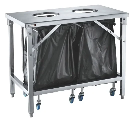 Table de tri inox 2 trous vide-dechets - avec plateau lisse Meilleure Vente