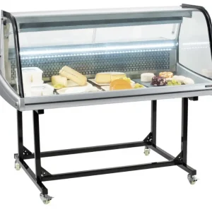 Vitrine réfrigérée de marché vitre bombée sur chariot avec capacité 256 l inox Achat Immédiat