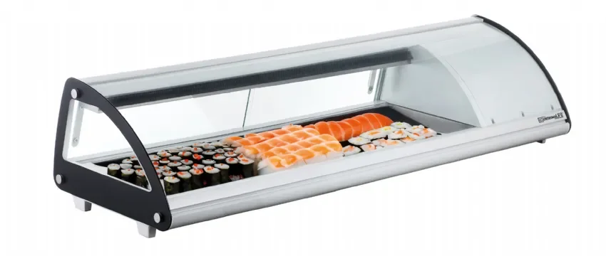 Satisfait Ou Remboursé Vitrine réfrigérée à sushis vitrage bombé - avec 5 bacs gn 1/3-40 et 63 l