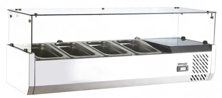 Expédié Aujourd’hui Saladette réfrigérée à poser inox avec 4x gn 1/3 profondeur 150 mm