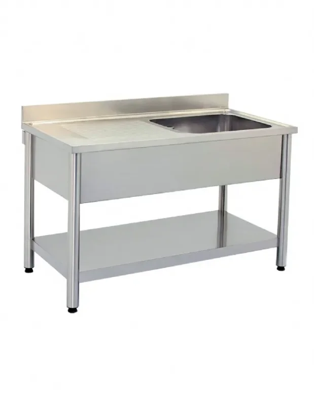 Livraison Express Plonge 1 bac à droite avec étagère basse 1600x700x850 mm à monter