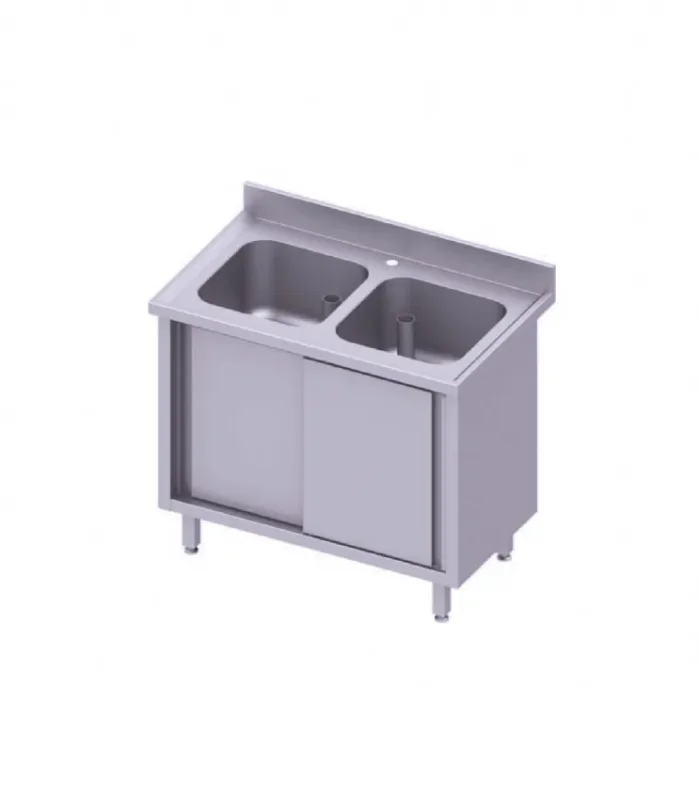 Prix Cassé Plonge avec 2 bacs sur armoire portes coulissantes 1000x600x900 mm