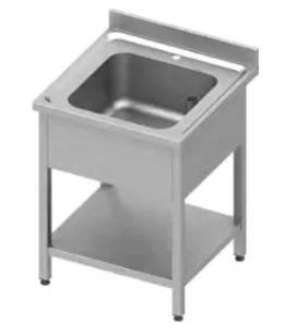 Top Vente Plonge adossée avec 1 bac à droite avec étagère 700x600x900 mm soudée
