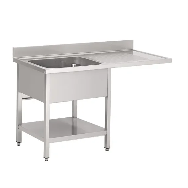 Table de chargement inclinée 1 bac à gauche avec étagère pour lave-vaisselle 800x750x880 mm Authentique