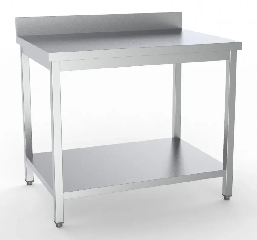 Table de travail inox adossé avec tablette - 1200x700x850 mm Meilleure Vente