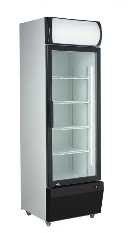 Armoire à boissons vitrée +1/+10°c avec 1 porte battante et canopée - 610x610x1973 mm Populaire