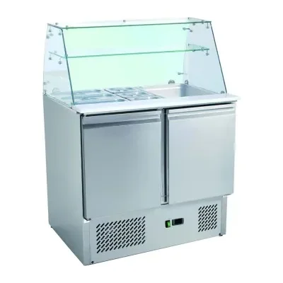 Quantité Limitée Saladette réfrigérée pare haleine verre droit +2/+8°c avec 2 portes gn 1/1