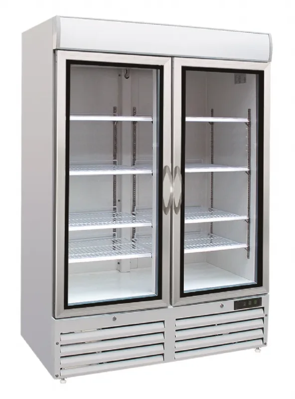Congélateur 2 portes en verre avec canopée -18/-24°c 920 l - 1370x720x1990 mm Vente Flash