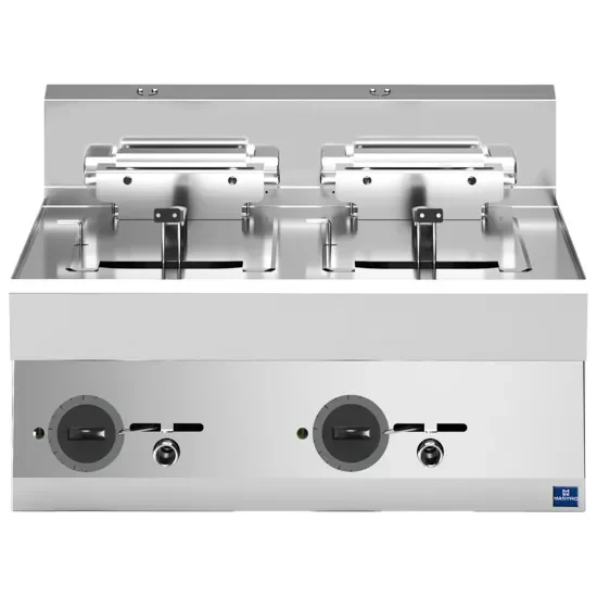 Friteuse électrique de table inox triphasée avec 2 cuves 10 l puissance 18 kw Certifié