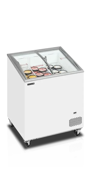 Congélateur bahus blanc vitré incurvé coulissante 165 l -14/-24 °c - 720x615x949 mm Top Vente