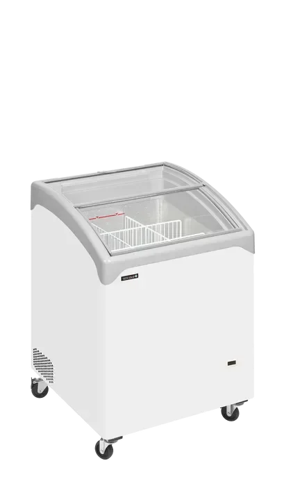 Prix Bas Congélateur bahus blanc vitré incurvé coulissante 115 l -14/-24 °c - 665x665x918 mm
