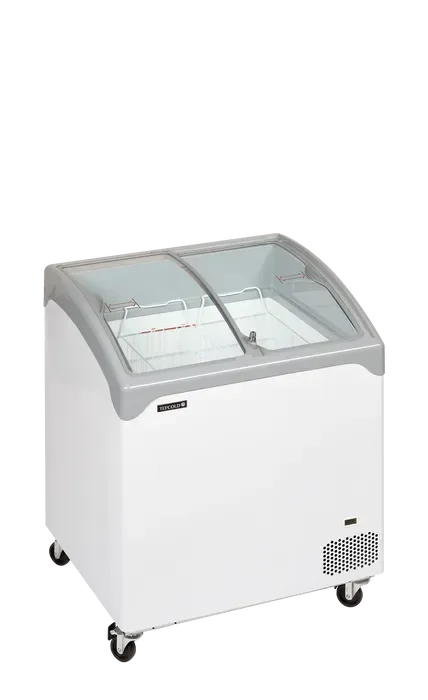 Meilleur Prix Congélateur bahus blanc vitré incurvé coulissante 138 l -14/-24 °c - 740x650x918 mm