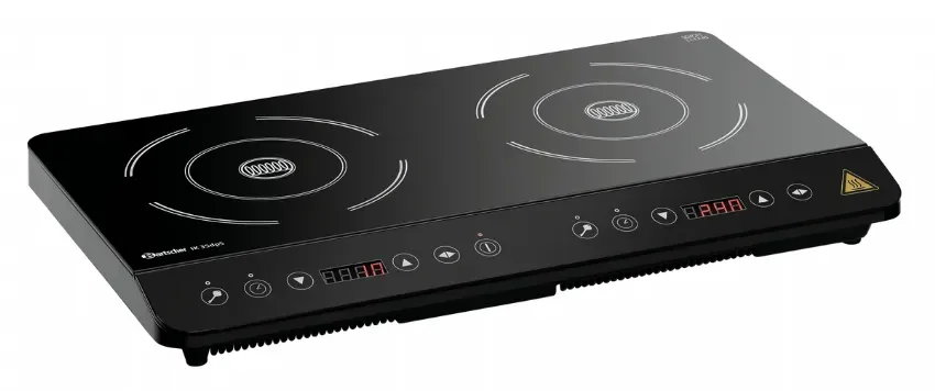 Promotion Saisonnière Plaque à induction professionnelle 2 zones de cuissons horizontal noire 3500 w - 605x360x60 mm