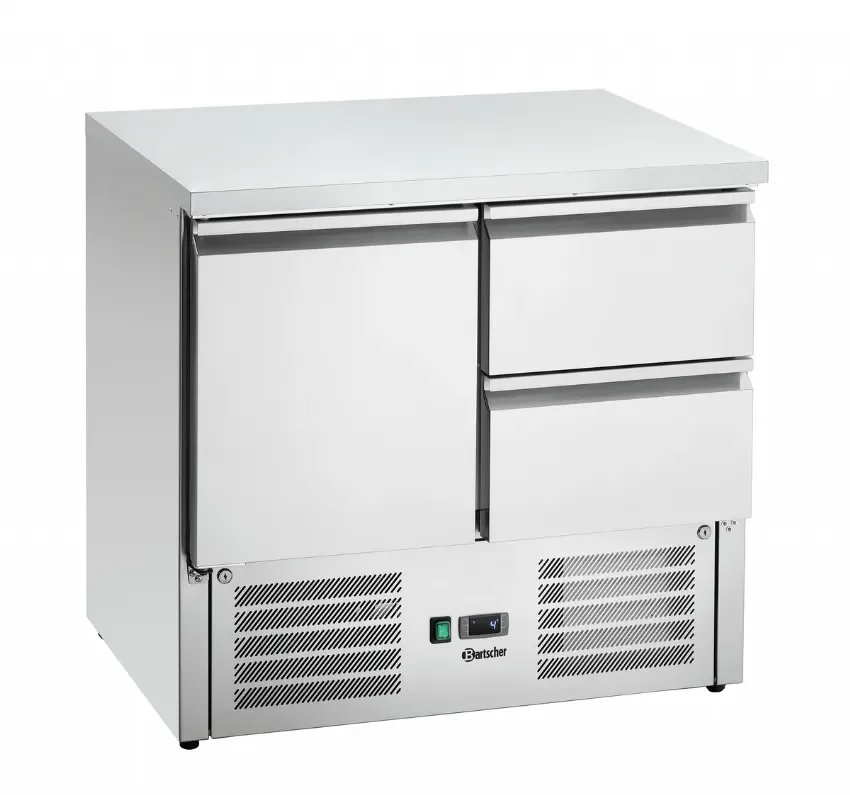 Remise Mini table réfrigérée positive 1 porte 2 tiroirs 0/+10°c 260 l - 900x700x880 mm