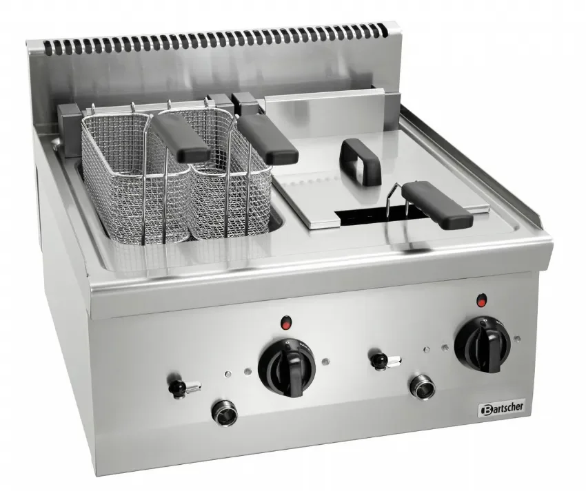 Bon Plan Friteuse électrique triphasé professionnelle à poser 2x8l 3 paniers - 600x600x290 mm